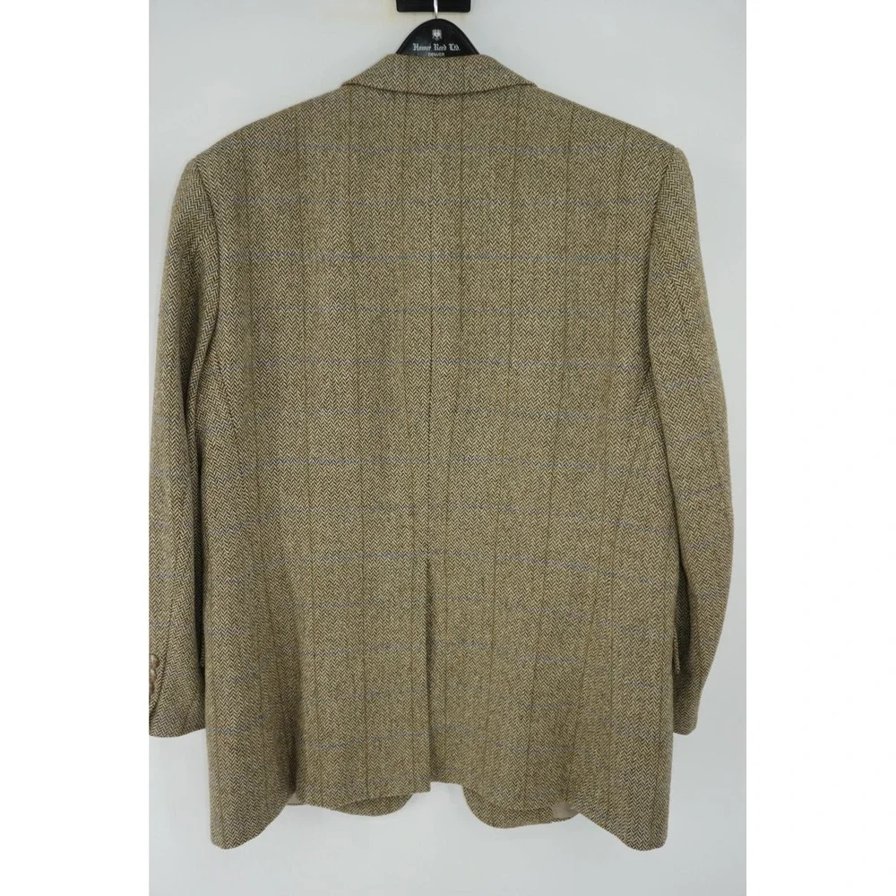Vintage David L Wilkerson Blazer Sport Coat Brown‎ Herringbone Wool Tweed 44R